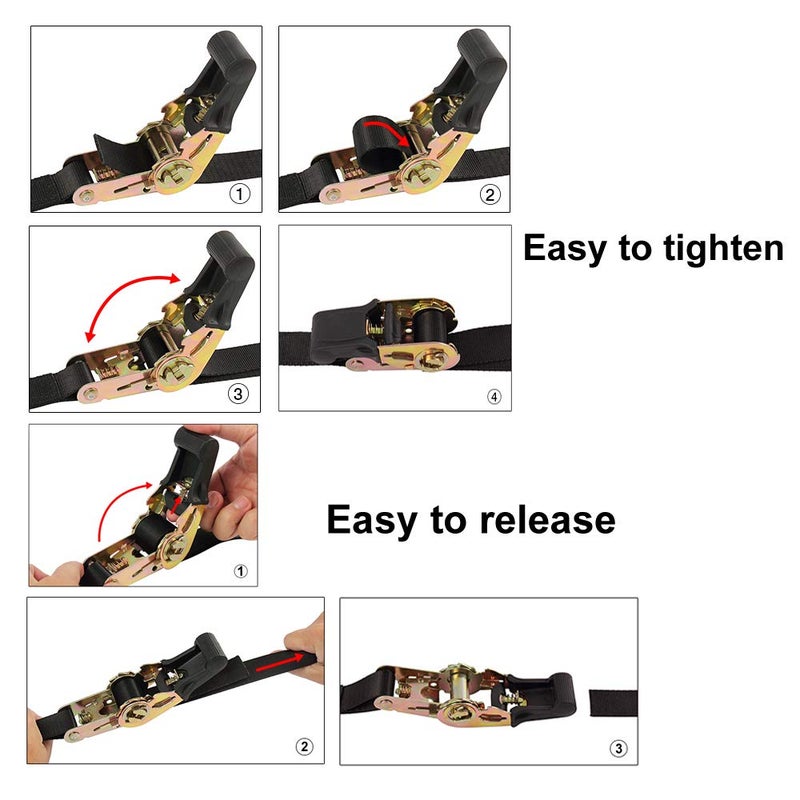 Ayaport Endless Ratchet Tie Down Straps Heavy Duty Cargo Tie Downs, Sturdy Nylon Black Strap Down Ratcheting Securing Straps, Track Spring Fittings, Tie-Down Motorcycles, Trailer Loads, Kayak - Image 4